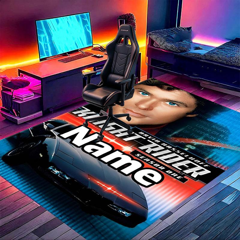Custom Name Personalized Knight Rider Print Carpet, Versatile Home Decor Rug, for Playroom, Apartment, Balcony, Entryway, Hallway Gift