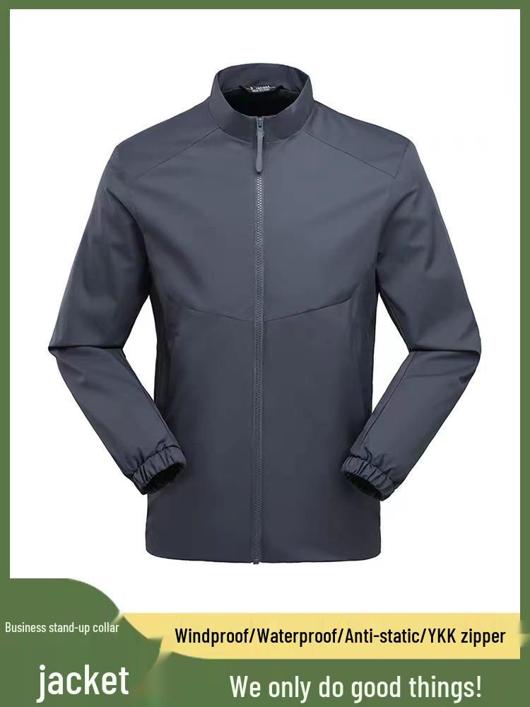 Custom Logo Stand Collar Business Windbreaker Jacket - Spring/Autumn Embroidered Team Uniform