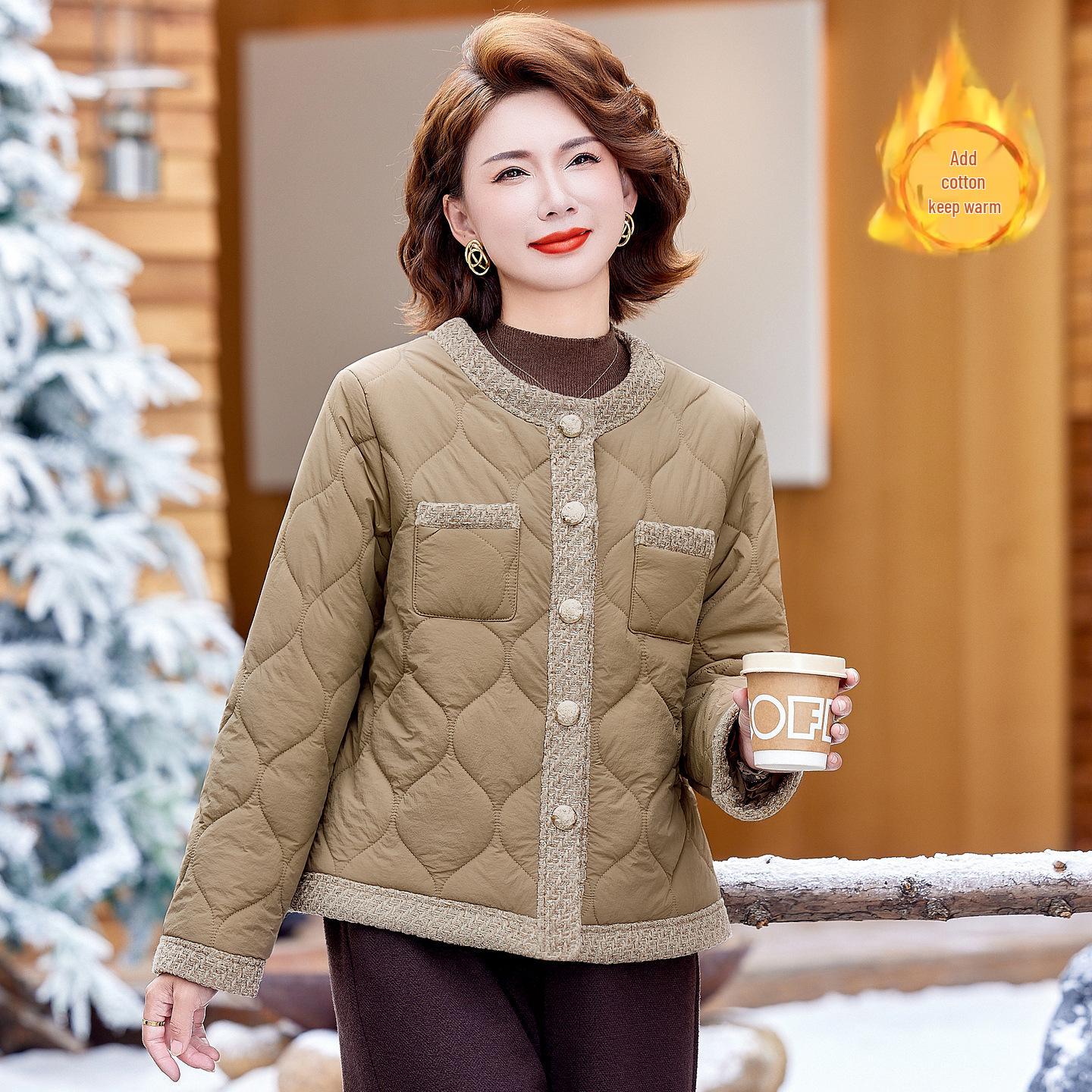 

Stylish Velvet-Lined Cotton Jacket for Middle-Aged & Elderly Women - Winter Casual Wear 2XL (for 110-125 kg)