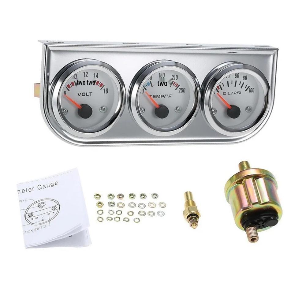 Black Triple Gauge: Water Temp (°F), Oil Pressure (psi), Voltmeter for Car Instrument Modification