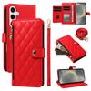 For Samsung Galaxy S24/Galaxy S25 Wallet Case with Straps,Rhombus Leather Stand Phone Cover