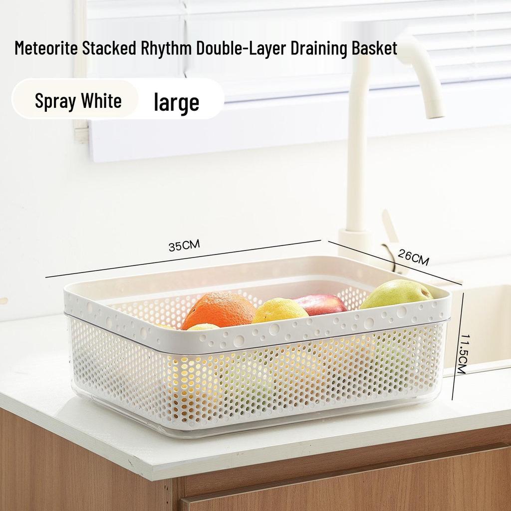 Double-Layer Kitchen Draining Basket: Multi-functional Sink Basin for Dishwashing & Vegetable Washing