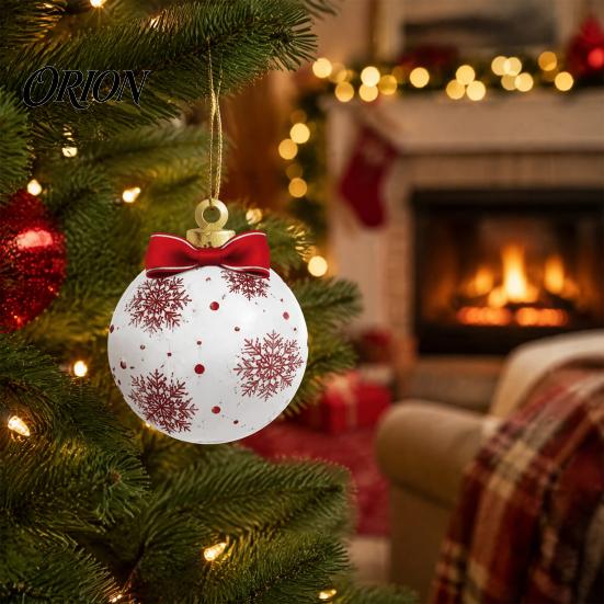 Ball Shape Hanging Ornaments Red White Christmas Balls, Wooden Ornaments, Snowflake Reindeer Baubles for Santa Designs, Festive Winter Holiday