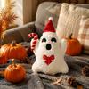 Plush Ghost Dog Toy Soft Stuffed Animal Halloween Decoration with Pumpkin Accessory for Kids and Collectors