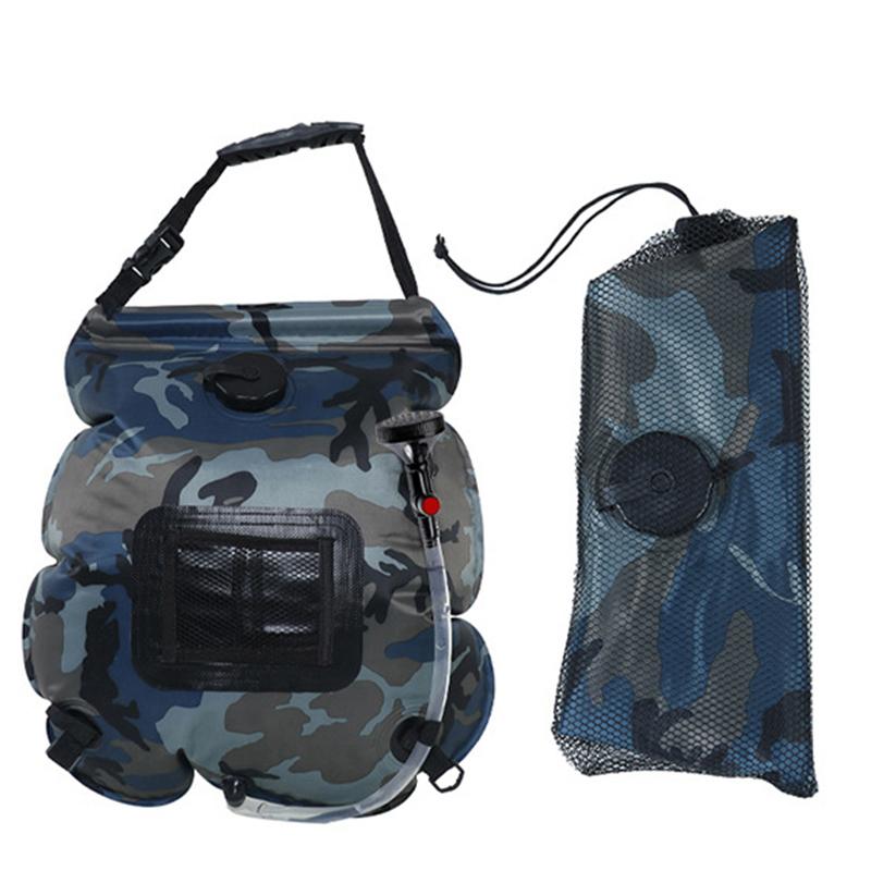 Tragbare Solarduschtasche Große Kapazität Faltbar Camping Wassersack mit Aufbewahrungs-Netzbeutel