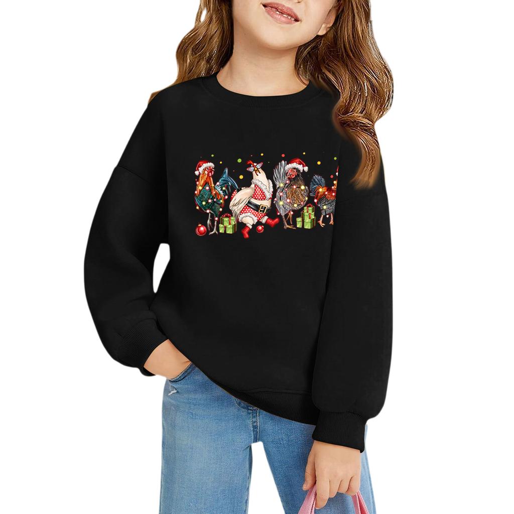 Christmas Day Girls Round Neck Pullovers For Kids Printed Baby Tops