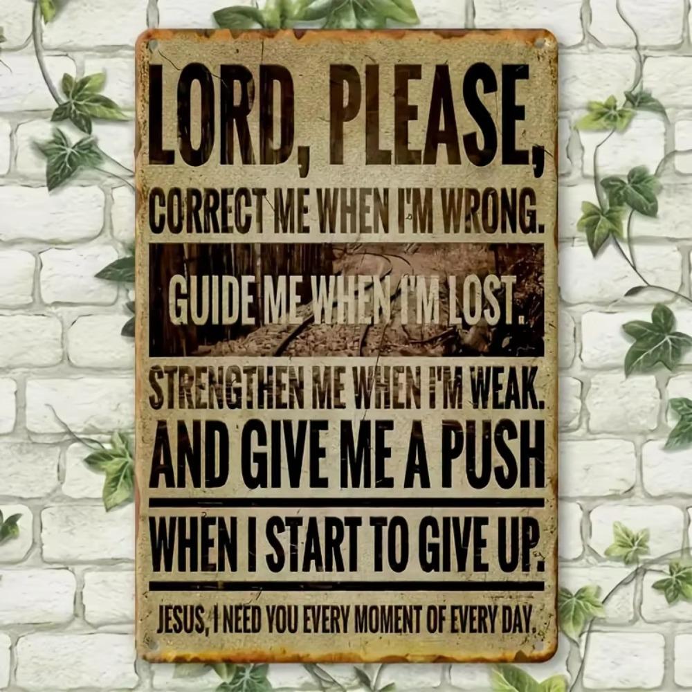 Vintage Metal Decorative Sign "Lord, Please" - Wall Hanging Inspirational Plaque for Outdoor Use, Multipurpose  Themed Decor