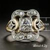Vintage Carving Classical Figure Flower Men Ring Ancient Gold Color Hollow Zircon Retro Finger Rings for Women Wedding Jewelry