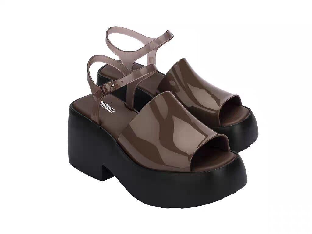 Melissa 2026 Summer Women s High Heel Platform Sandals - Open Toe Roman Style Jelly Flip Flops EU 39 коричневый/чистый