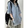 Damska bluza z kapturem na zamek, z krótkim rękawem, luźny krój, casualowa, oversize, z kieszeniami