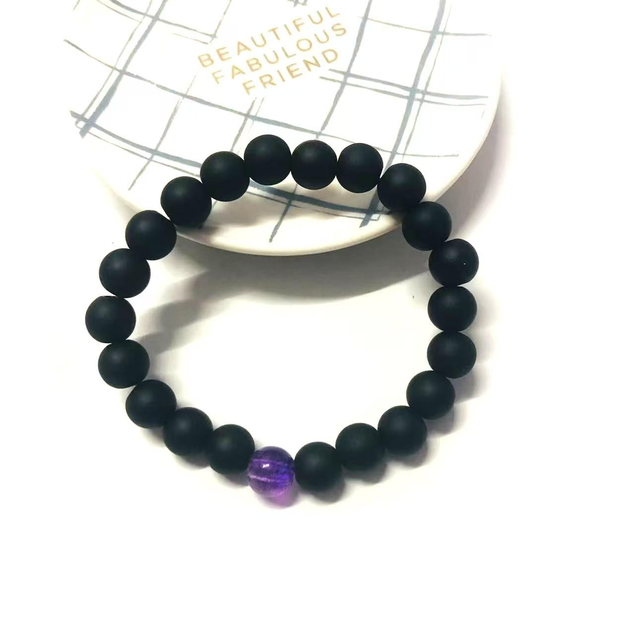 

8mm Color Block Unisex Bead Bracelet - Simple Style Jewelry темно-фіолетовий колір