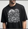 Chicana Style Halftone Chicano Art Mexico Black Garunisexts Tee Shirts Roses Skull TShirt