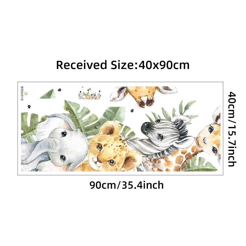 Jungle Animals Giraffe Elephant Wall Stickers for Kids Room Baby Nursery Children's Room Decoration Wall Decals