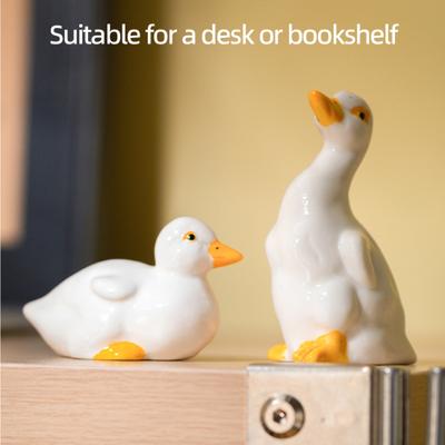 Ceramic Duck Statue Cute Mini Duck Figurine Small Animal Sculpture for Home Office Desktop Garden Porch Decor