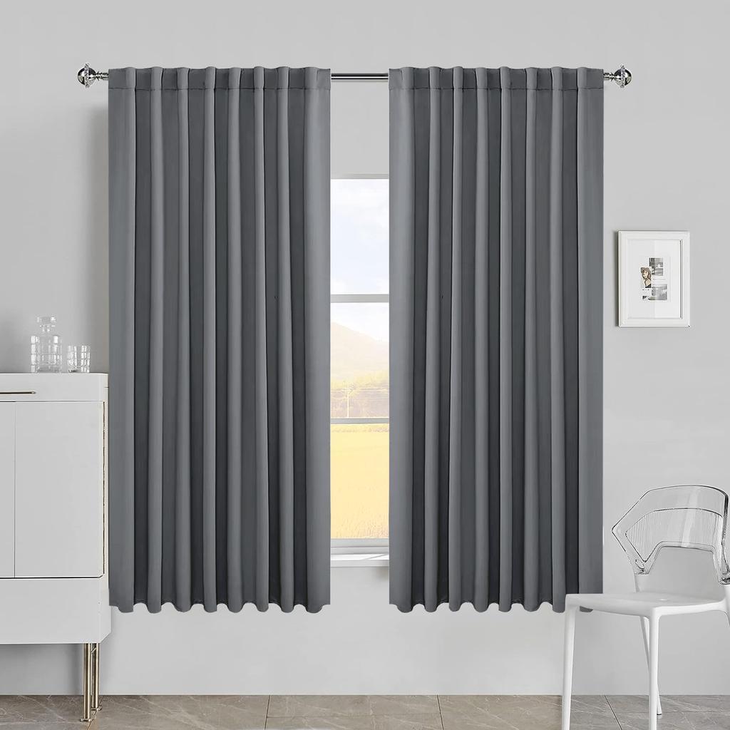Blackout Curtains for Living Room Darkening Functional Heading Solid Bedroom Curtains Ready-made Thermal Insulated Window Drapes