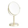 Amazon Basics Round Double-Sided Tabletop Vanity Mirror with Non-Slip Base, 1x/5x Magnification, Gold, 7.2cm H X 4.9cm W
