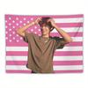 Un Tapiz de Bandera Americana de Malachi Barton Rosa Vibrante Rojo Estrellas Rayas Decoración de Pared Tejido Horizontal Colgante de Pared Estrellas Blancas