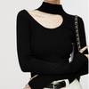 Half-turtleneck halterneck sweater women's autumn and winter new early spring inner mid-neck base layer off-the-shoulder knitted top