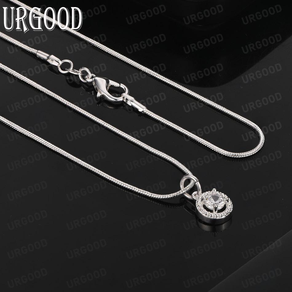 925 Sterling Silver Fashion Jewelry AAA Zircon Pendant Necklace Wedding Gift