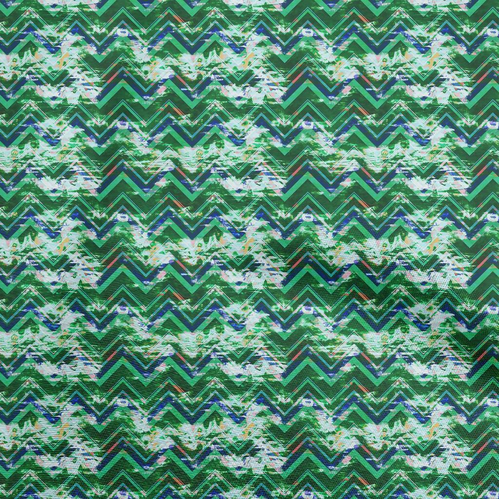 oneOone Cotton Flex Blue2 Stoff, abstrakt, Zickzack, Nähen, Basteln, Projekte, Stoffdrucke, Meterware, 40 Zoll
