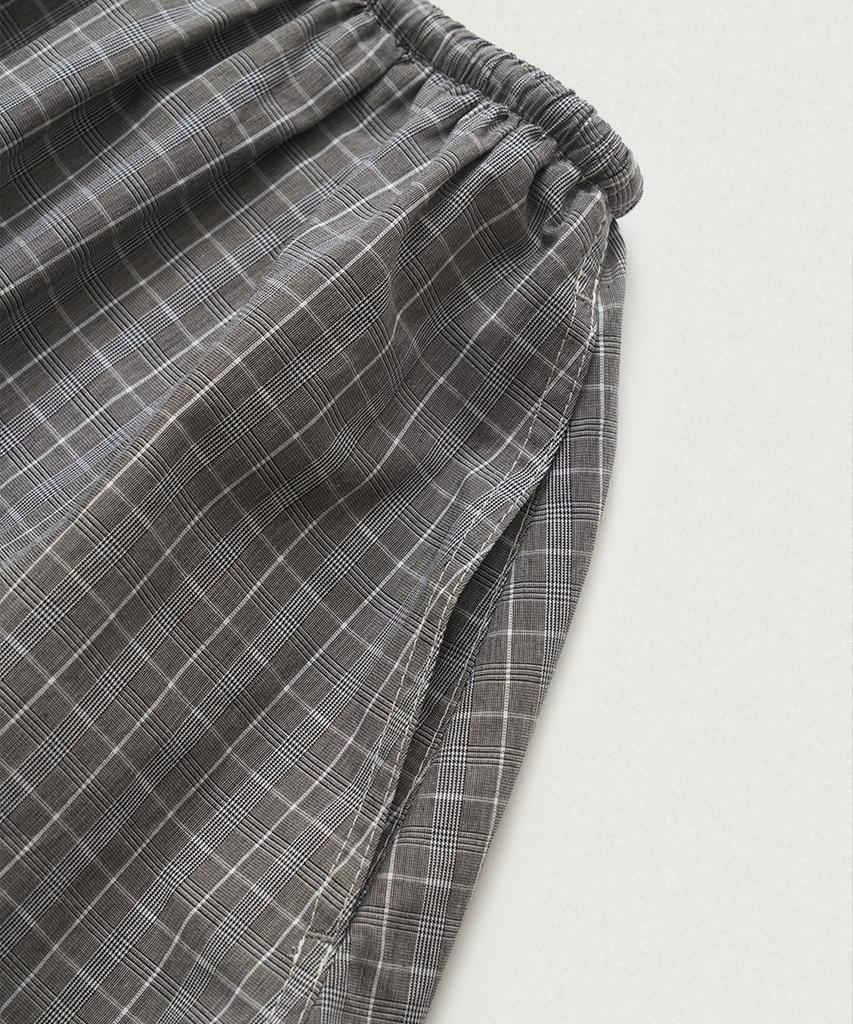 Deobanes Eddy Check Drawstring Skirt_Grey
