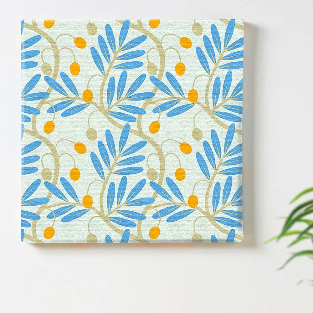 Nordic Plant Art 100cm x XL Made in Stylish Interior Living Room Pop Fabric Panel Panel, 100cm, Size, Japan, Poster, Decor, Decor, Blue/Orange,