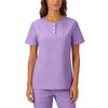 Womens Stretchy Quick Dry V Neck Short Sleeve Top with Pockets Button Front Uniform Blouse for Healthcare Hospitality Service