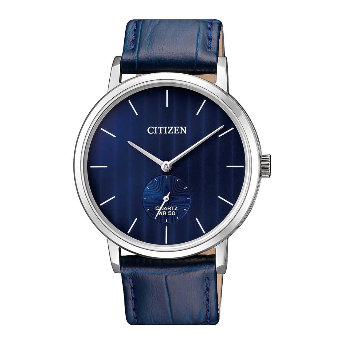 

[Citize] Мужские кварцевые часы CITIZEN с маленькой секундной стрелкой BE9170-05L с синим циферблатом и кожаным ремешком
