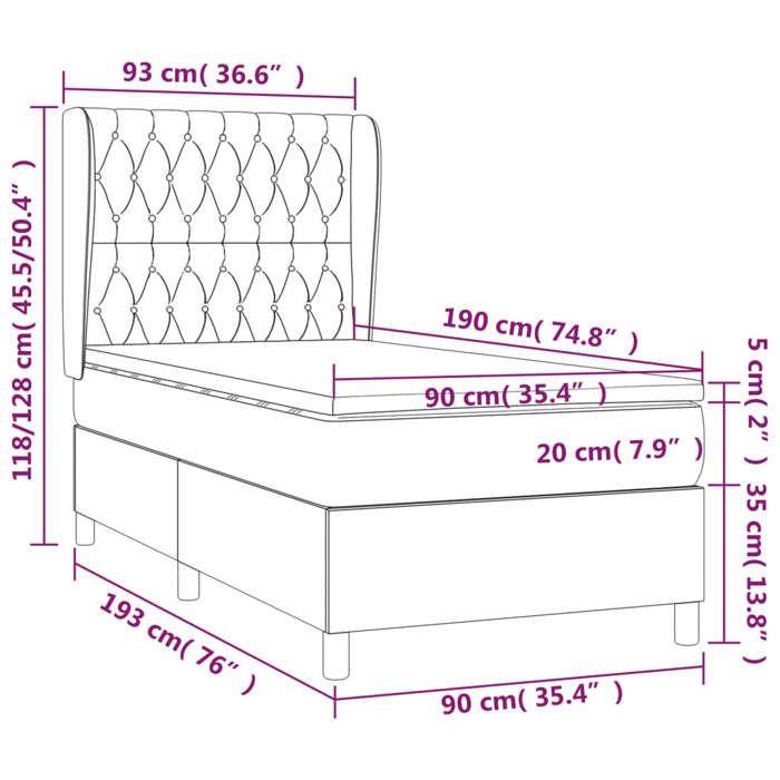3128731 vidaXL Lit à sommier tapissier avec matelas Bleu 90x190 cm Tissu