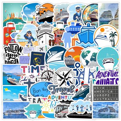 Pacote de 50 Folhas: Adesivos de Grafite de Viagem de Cruzeiro à Prova d'Água para Garrafas de Água e Celulares