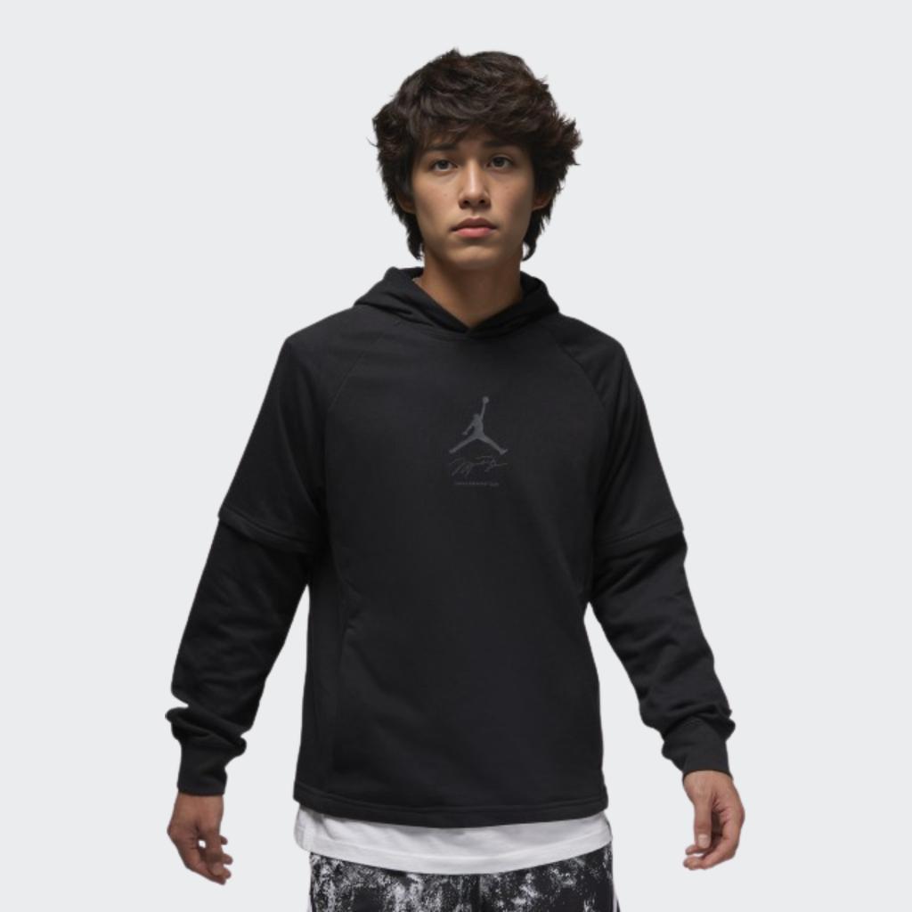 Jordan Logo Pattern Hooded Pullover Long Sleeve Sweatshirt Men Tops Black DV9782-010