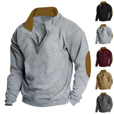Herbst-Sweatshirt Herren Outdoor Casual Stickerei Colorblocking Stehkragen Langarm-Sweatshirt