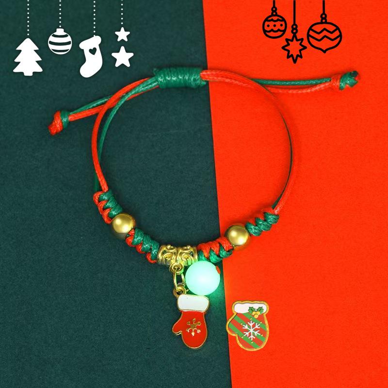 2025 Trendy Christmas Pendant Hand Rope with Santa Claus and Bell