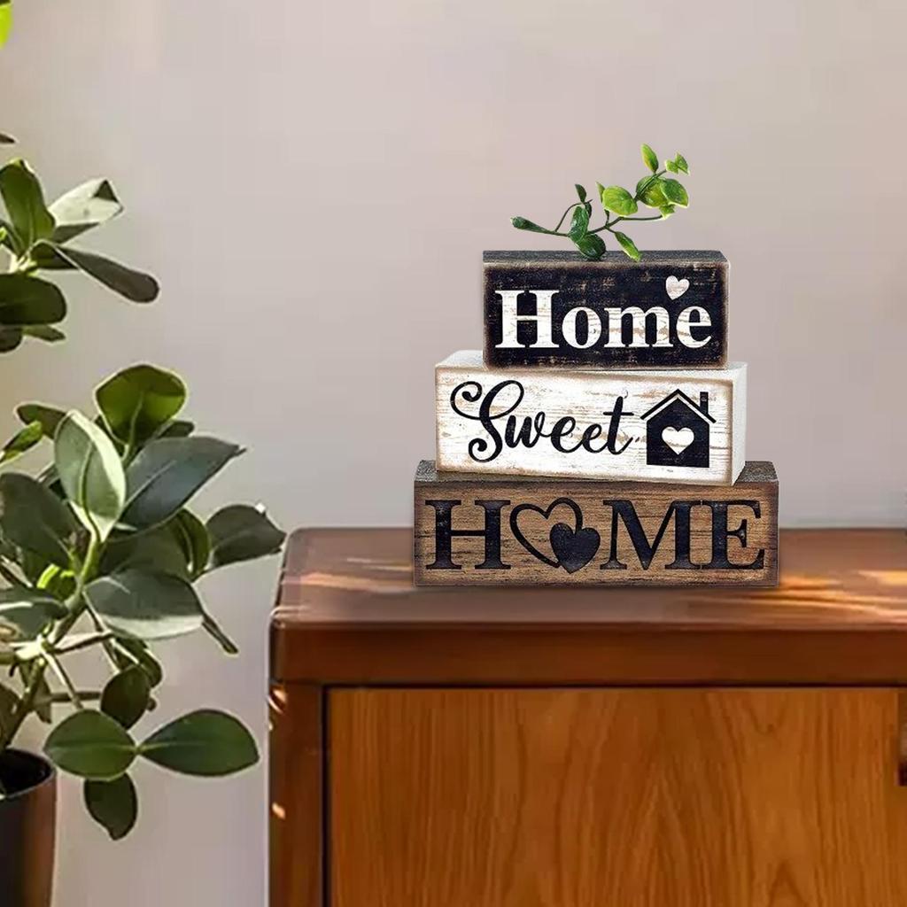 Wooden Tiered Tray Decor Farmhouse Wooden Tabletop Decor Rustic Blocks Centerpiece Holiday Scene Props for Cafe Bakery Backyard