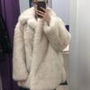 Fur Coat Women's Autumn And Winter Warm Suit Collar Imitation Fur Coat Medium Long Fox Fur Coat
