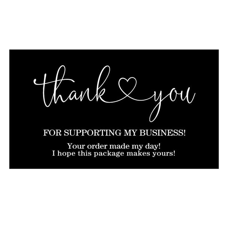 

50Pcs Pink Black Thank You For Supporting My Business Small Shop Gift Decor Greeting Card Appreciation Labels Packaging Supplies
