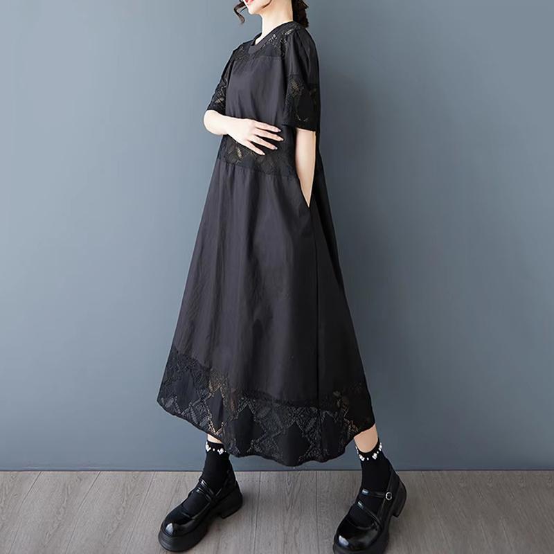 XITAO Hollow Out Patchwork Lace Dress  HQQ2472