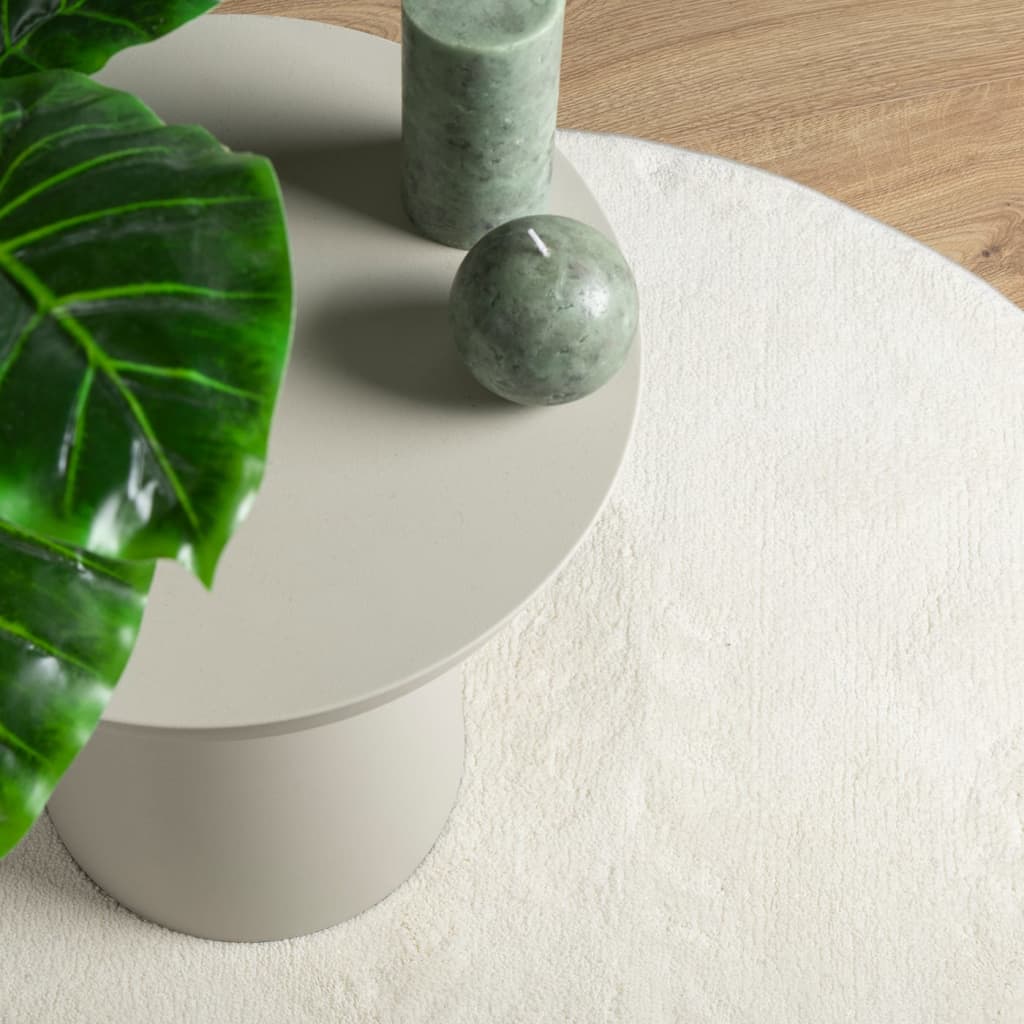 Oviedo Short Pile Rug Cream Ø 120 Cm