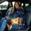 Fox Under the Stars Lightweight Flannel Throw Blanket - Polyester Fleece Blanket for Sofa, Bed, Travel, Camping, Living Room