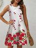 Floral Pattern Women Trend Mini Dresses Summer Sleeveless 3d Flower Printed Street Ladies Dress Casual Dress Ladies Clothes