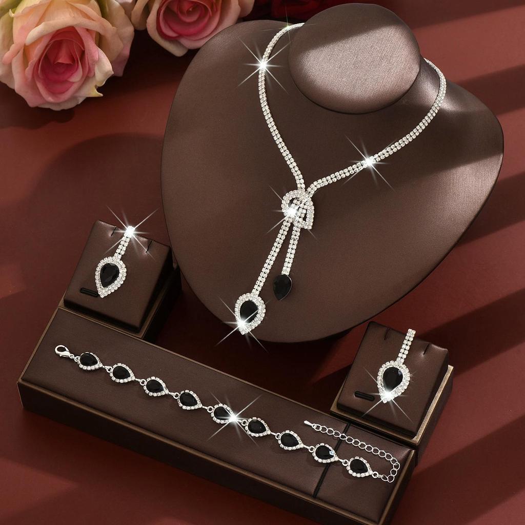 Luxuriöses Rotes Tropfen-Strassstein-Schmuckset Party-Hochzeits-Accessoires
