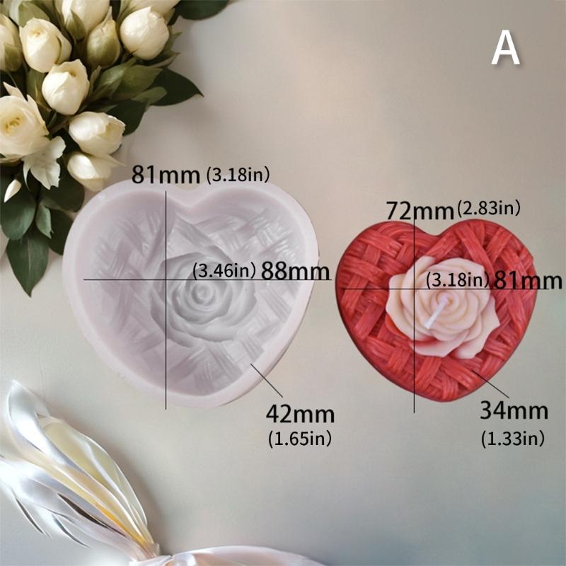 Rose Heart Shape Silicone Candle Molds 3D Heart Soap Silicone Molds for Epoxy Resin Candle Making Gypsum Decoration