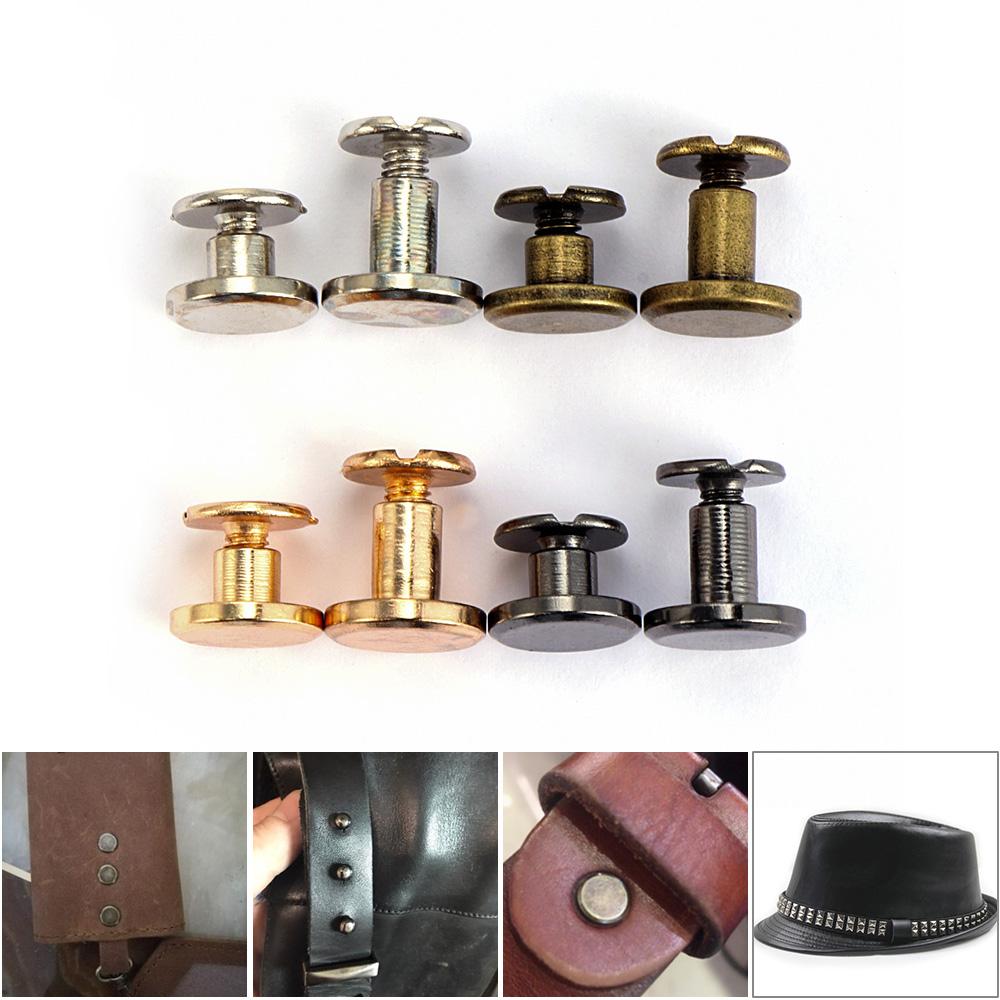 10sets Useful 10mm Solid Screw Nail Rivet Double Flat Head Belt/strap Rivets Luggage Leather Metal Craft High Quality
