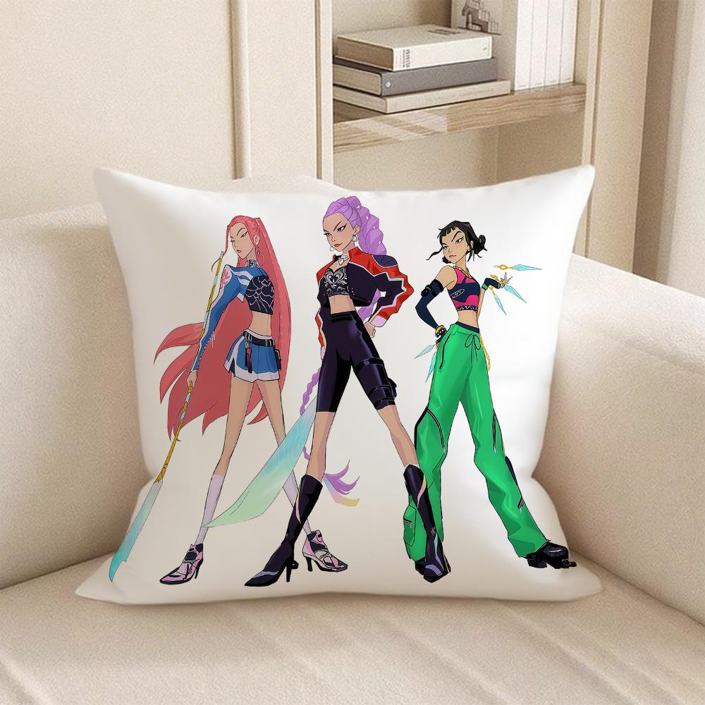 KPop Demon Hunters  Cute Anime On the Pillowcase: Colorful Characters and Fantasy Cats Fashion Home Decoration