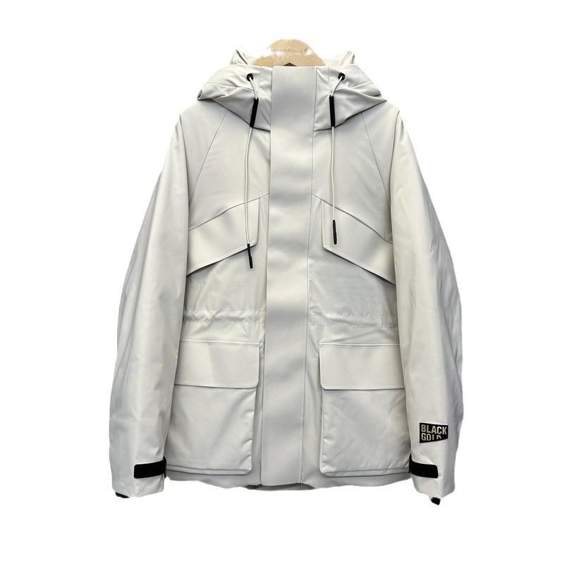 Black gold medium and long wind shell down jacket women's outdoor magnet buckle pie to overcome trench coat waist jacket