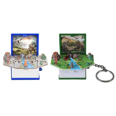 Llavero de Libro Pop-Up 3D Juguete de Dinosaurio Novedad Escena del Mundo de los Dinosaurios Llavero