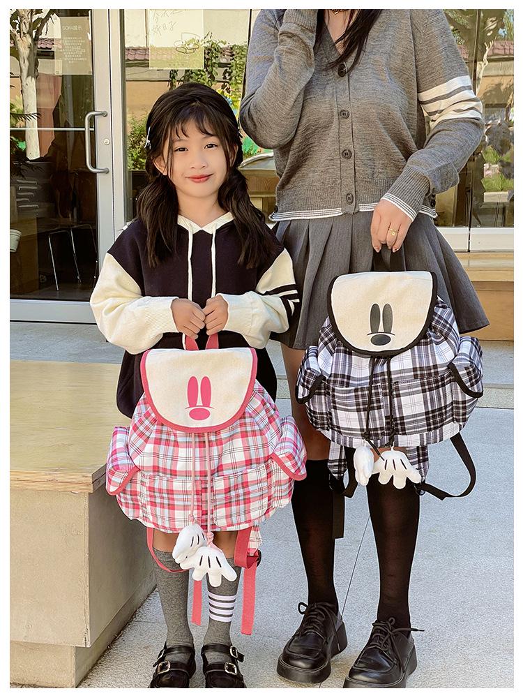 2024 Plaid Mummy Bag: Cute, Large-Capacity Parent-Child Backpack for Students