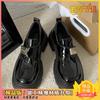 Black Loafers Women's Platform One Pedal 2025 Spring and Autumn New French Japanese JK with Skirt Height-increasing Small Leather Shoes