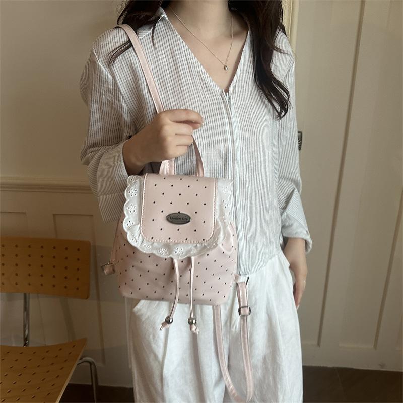 Korean Style Lace Plaid Backpack Sweet College Commuter Bag