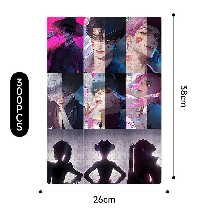Yeni Kpop Şeytan Avcıları 38*26Cm 300 Parça Yapboz Oyuncakları Rumi Mira Zoey Huntrix Karakter Desenli Masa Oyunu Dekor Çocuk Hediye